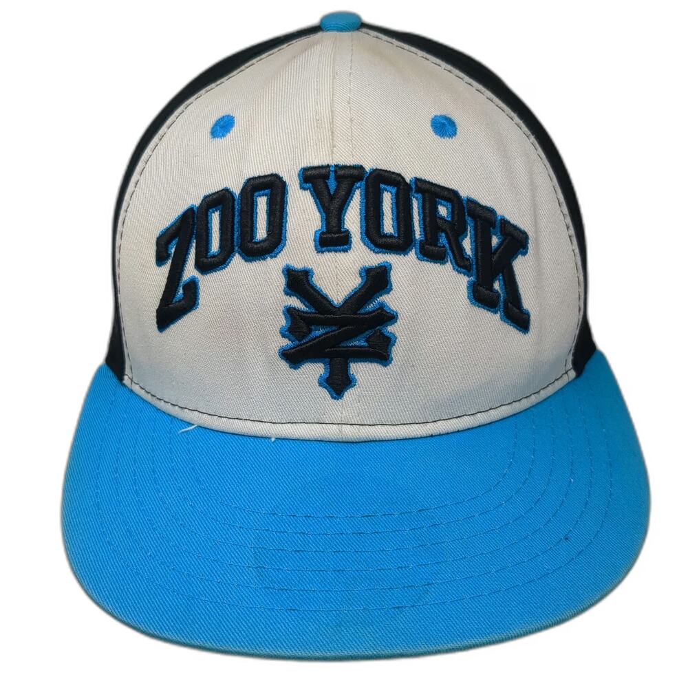 Zoo York Snapback Hat White Blue Black One Size Unbreakable Logo Embroidered